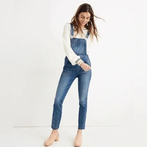 Madewell Skinny Overalls in Jansing Wash Stretch Denim Jean Coverall B443 - Picture 1 of 8